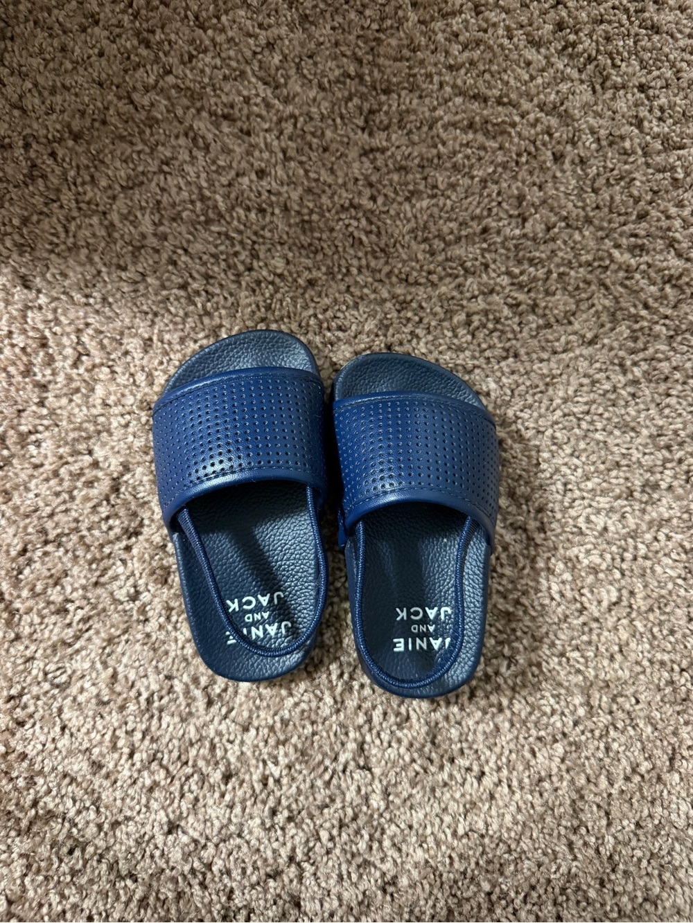 Janie and Jack Boys Blue Perforated Slide Sandals